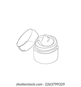 continuous line drawing beauty cream product illustration vector