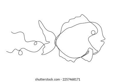 Continuous Line Drawing Beauty Fish. Editable Line Stroke