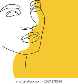 Continuous line, drawing of beauty woman face, fashion concept, woman beauty minimalist, vector illustration for t-shirt slogan design print graphics style. One line fashion illustration