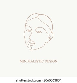 Continuous line, drawing of beauty woman face, fashion concept, woman beauty minimalist, vector illustration for t-shirt slogan design print graphics style. One line fashion illustration