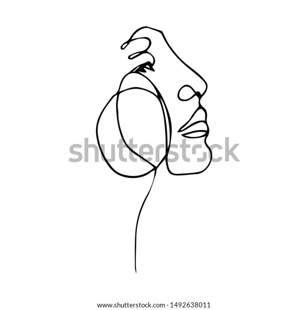 Continuous Line Drawing Beauty Woman Face Stock Vector Royalty Free 1492638011 Shutterstock 4449