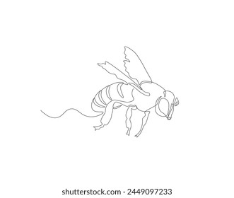 Dibujo de línea continua de abeja. Una línea de abeja voladora. Insectos voladores concepto arte de línea continua. Esquema editable.

