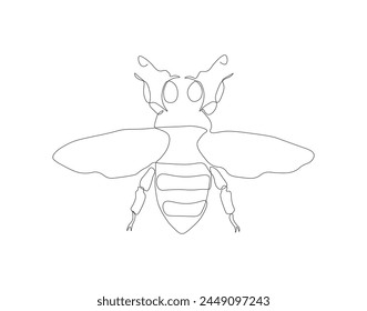 Continuous line drawing of bee. One line of flying bee. Flying insects concept continuous line art. Editable outline.

