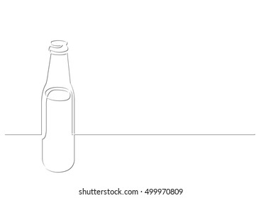 continuous line drawing of beer bottle 