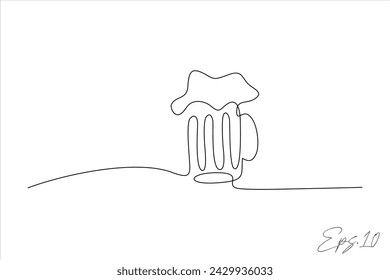 continuous line drawing of a beer glass	