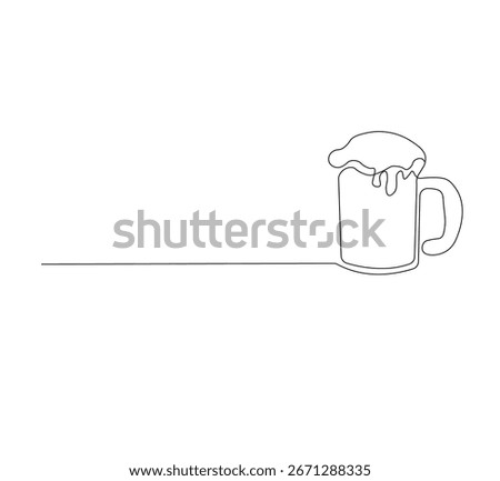 Continuous Line Drawing of a Beer Glass – Minimalist One Line Art of Pint with Foam – Simple Monoline Illustration of Alcohol Drink for Bar, Pub, Brewery, and Beverage Design