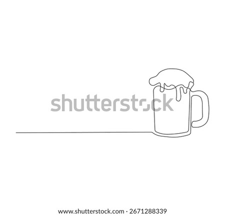 Continuous Line Drawing of a Beer Glass – Minimalist One Line Art of Pint with Foam – Simple Monoline Illustration of Alcohol Drink for Bar, Pub, Brewery, and Beverage Design