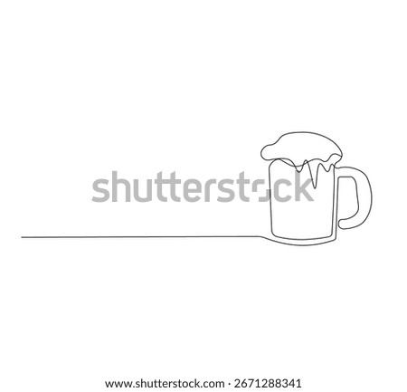 Continuous Line Drawing of a Beer Glass – Minimalist One Line Art of Pint with Foam – Simple Monoline Illustration of Alcohol Drink for Bar, Pub, Brewery, and Beverage Design