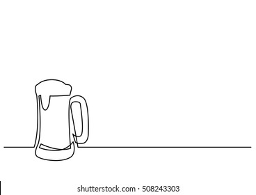 continuous line drawing of beer mug