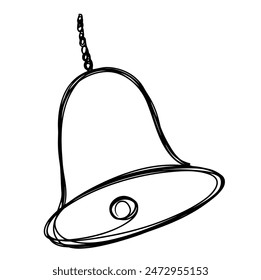 continuous line drawing of bell isolated on transparent background. Vector illustration