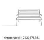 Continuous Line Drawing Of Bench In Park. One Line Of Bench. Bench Park Continuous Line Art. Editable Outline.
