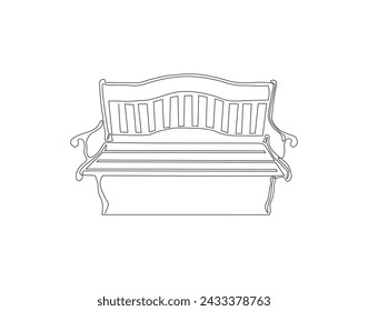 Continuous Line Drawing Of Bench In Park. One Line Of Bench. Bench Park Continuous Line Art. Editable Outline.
