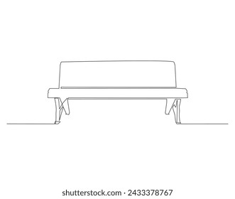 Continuous Line Drawing Of Bench In Park. One Line Of Bench. Bench Park Continuous Line Art. Editable Outline.
