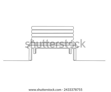 Continuous Line Drawing Of Bench In Park. One Line Of Bench. Bench Park Continuous Line Art. Editable Outline.
