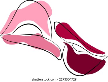 Continuous line drawing. Bet lips logo. Bright color outline vector illustration. Concept for logo, postcard, banner, poster, flyer