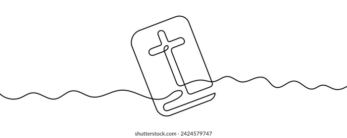Dibujo continuo de la Biblia. Fondo de dibujo de una línea. Ilustración vectorial. Icono de la Biblia de una sola línea.