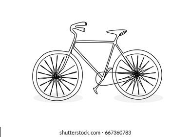 Continuous Line Drawing Of A Bicycle Doodle Style