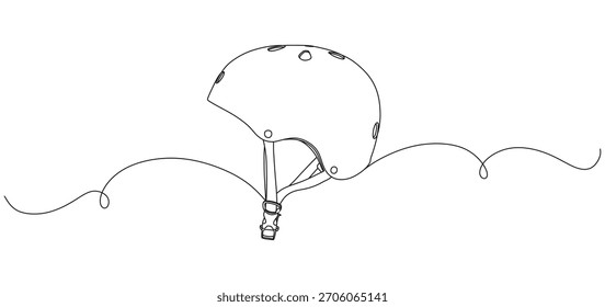 Dibujo de línea continua del casco de bicicleta