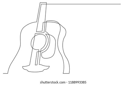 continuous line drawing of big acoustic guitar