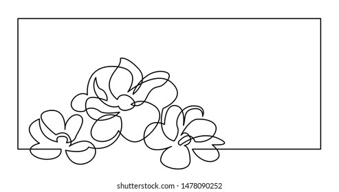 continuous line drawing of big beautiful flowers frame design