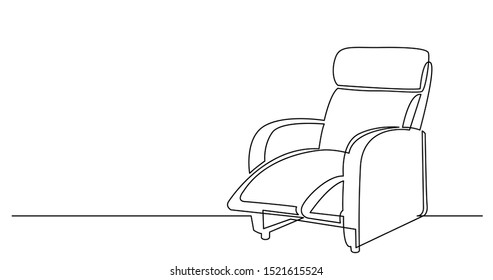 continuous line drawing of big comfortable recliner chair