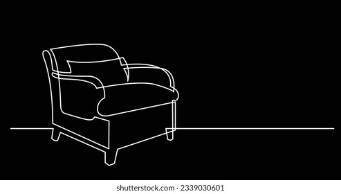 continuous line drawing of big comfortable armchair