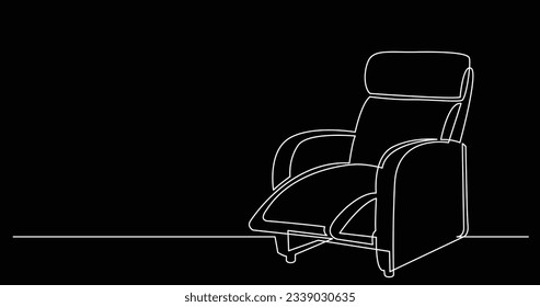 continuous line drawing of big comfortable recliner chair