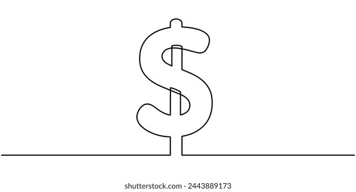 Continuous line drawing of big dollars for financial concept
