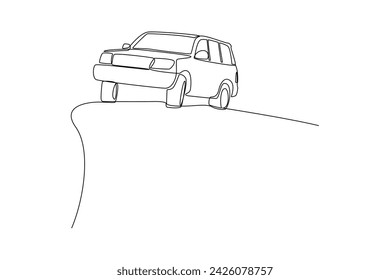 Continuous line drawing of big family touring with best car, Best Use for Sticker, editable icon. Simple line.