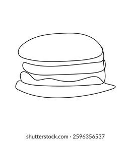 Continuous line drawing Big international hamburger day line art Fast food Vector illustration