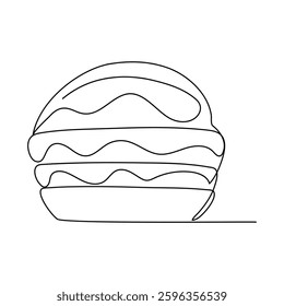 Continuous line drawing Big international hamburger day line art Fast food Vector illustration