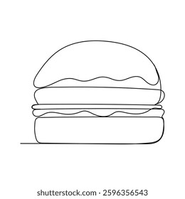 Continuous line drawing Big international hamburger day line art Fast food Vector illustration