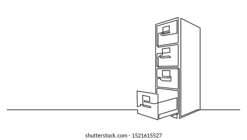 Continuous Line Drawing Of Big Office File Cabinet