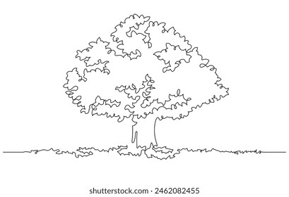 continuous line drawing of big tree illustration. philosophy, knowledge and green environmental metaphor concept