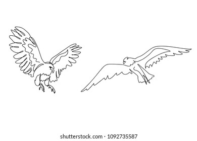 continuous line drawing of a bird is an animated vector illustration