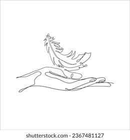 continuous line drawing bird feathers illustration vector