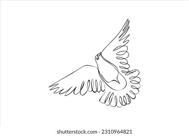  continuous line drawing of bird flapping wings illustration