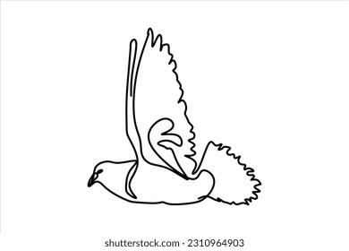  continuous line drawing of bird flapping wings illustration