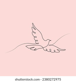 Pájaro de dibujo de línea continua, arte de línea aérea de pájaro, arte de línea única
