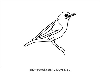 continuous line drawing of bird perching illustration
