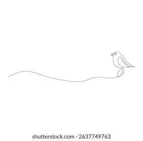 continuous line drawing of birds perched on a branch,Sketch. Collection of birds in the park and forest. Hand drawn vector illustration.