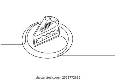 Continuous line drawing of a birthday cake with candle,Continuous Line Drawing of Happy Birthday Icon. Hand Drawn Symbol Vector Illustration, one continuous line drawing of birthday cake