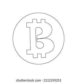Dibujo continuo de la moneda digital bitcoin. Ilustraciones vectoriales.