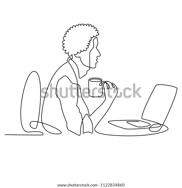 Continuous Line Drawing Black Designer Manager Stock Vector