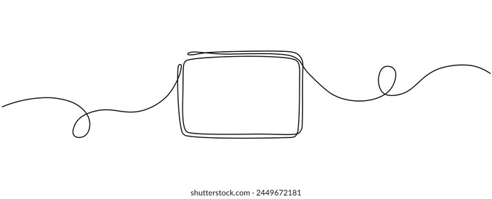 Dibujo lineal continuo de un cuadrado negro. Icono de una línea de un marco geométrico. Un boceto de un marco rectangular. Ilustración de línea editable de Vector