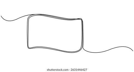 Continuous line drawing of a black square. One-line icon of a geometric frame. A sketch of a rectangular frame. Vector editable line illustration, Minimal style A single line drawing of a triangle. 