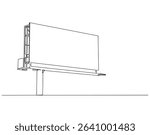 Continuous line drawing of blank billboard. Single line illustration of billboard. Advertisting and promotion, business concept. Editable outline