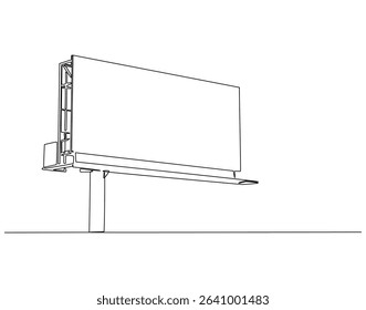 Continuous line drawing of blank billboard. Single line illustration of billboard. Advertisting and promotion, business concept. Editable outline