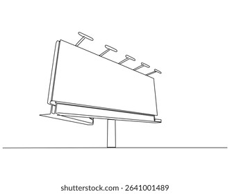 Continuous line drawing of blank billboard. Single line illustration of billboard. Advertisting and promotion, business concept. Editable outline