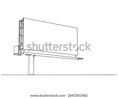 Continuous line drawing of blank billboard. Single line illustration of billboard. Advertisting and promotion, business concept. Editable outline